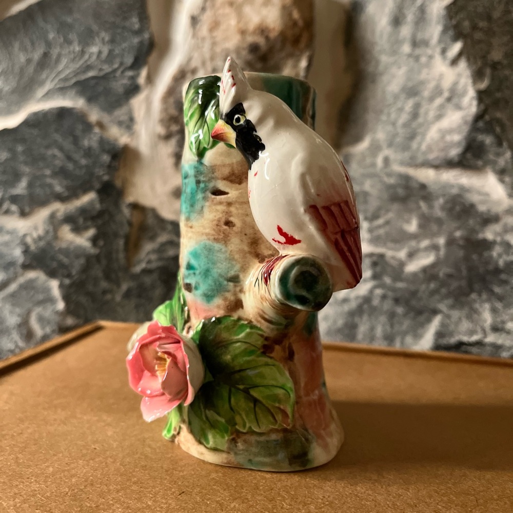 VINTAGE Ceramic Vase bird on a tree